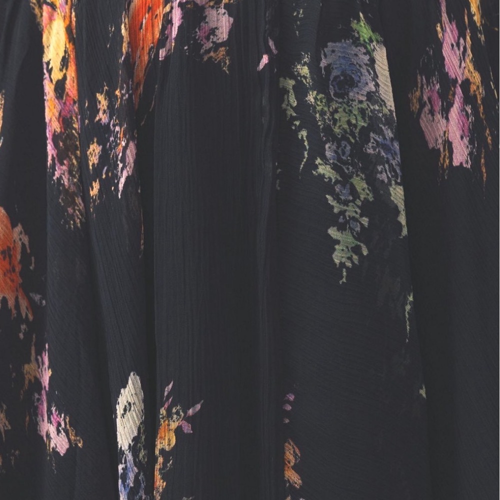 BHLDN Lior Long‎ Sleeve Turtleneck Chiffon Mini Dress Black Floral Print XXS NWT - Picture 10 of 15